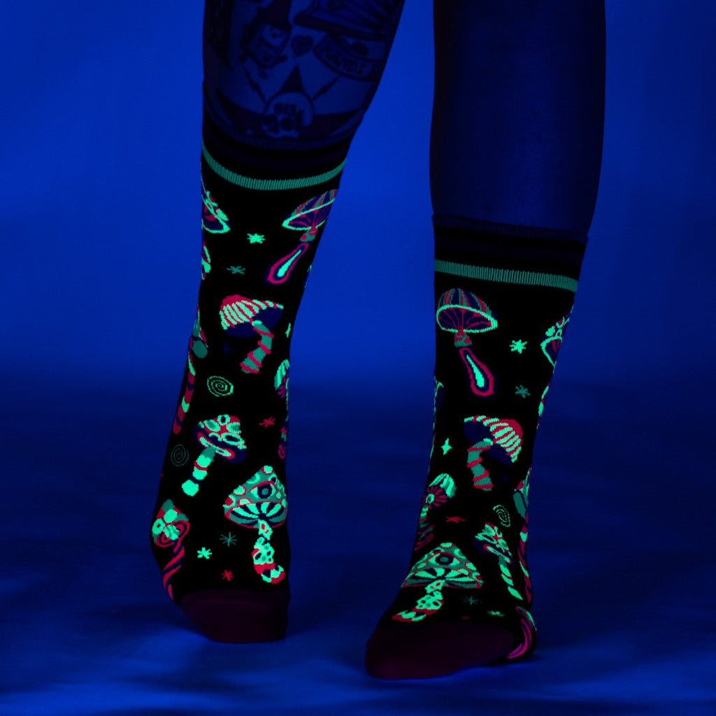 Funky Fungi UV Reactive Crew Socks - ResirWrecked Costumes