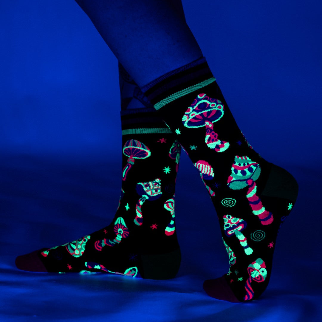 Funky Fungi UV Reactive Crew Socks - ResirWrecked Costumes
