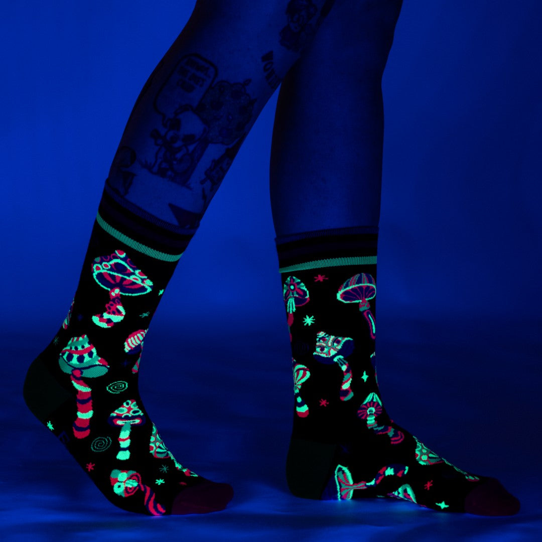 Funky Fungi UV Reactive Crew Socks - ResirWrecked Costumes