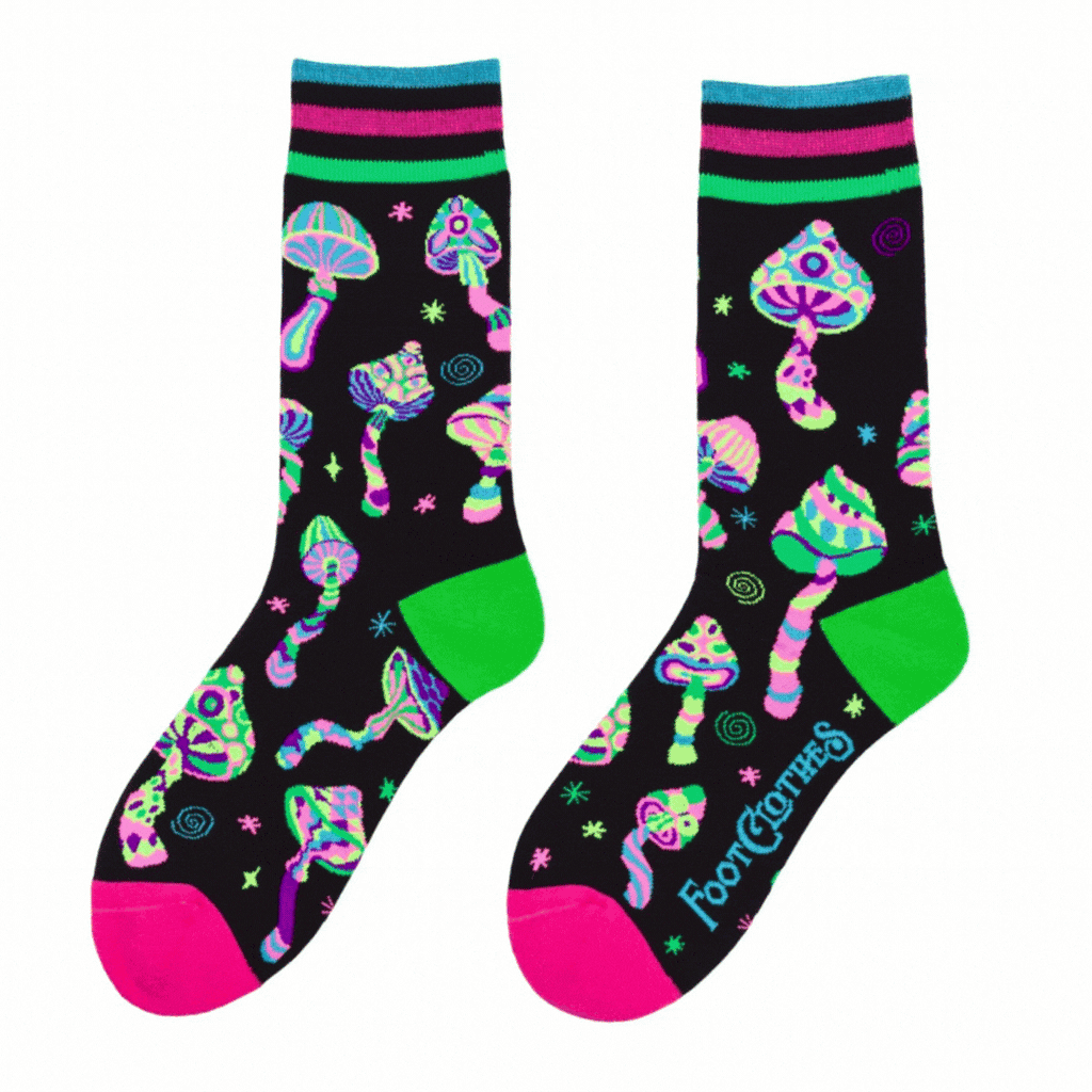 Funky Fungi UV Reactive Crew Socks - ResirWrecked Costumes