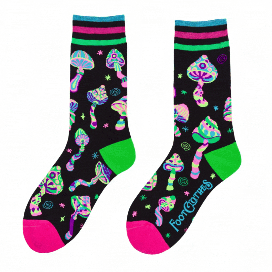 Funky Fungi UV Reactive Crew Socks - ResirWrecked Costumes