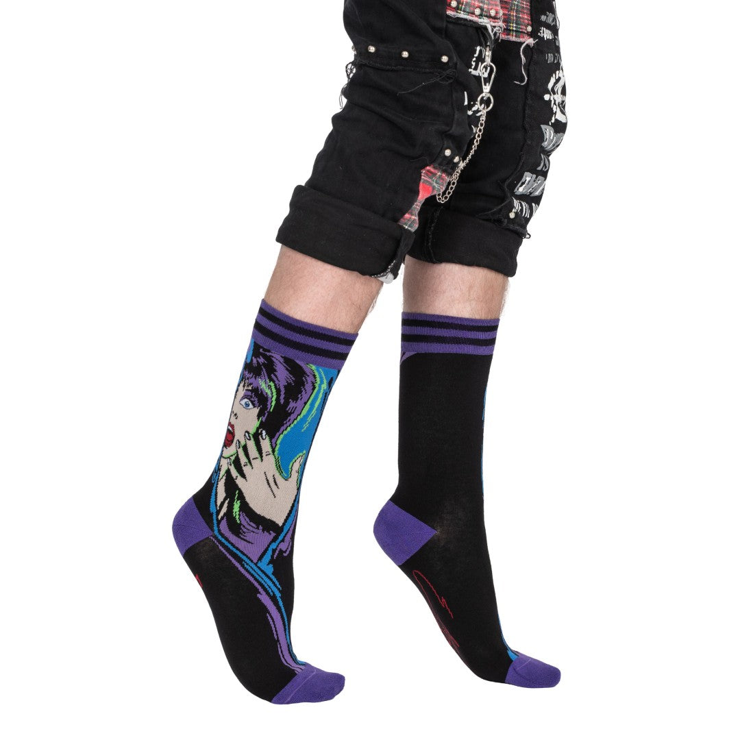 Elvira Unpleasant Dreemz Crew Socks - ResirWrecked Costumes