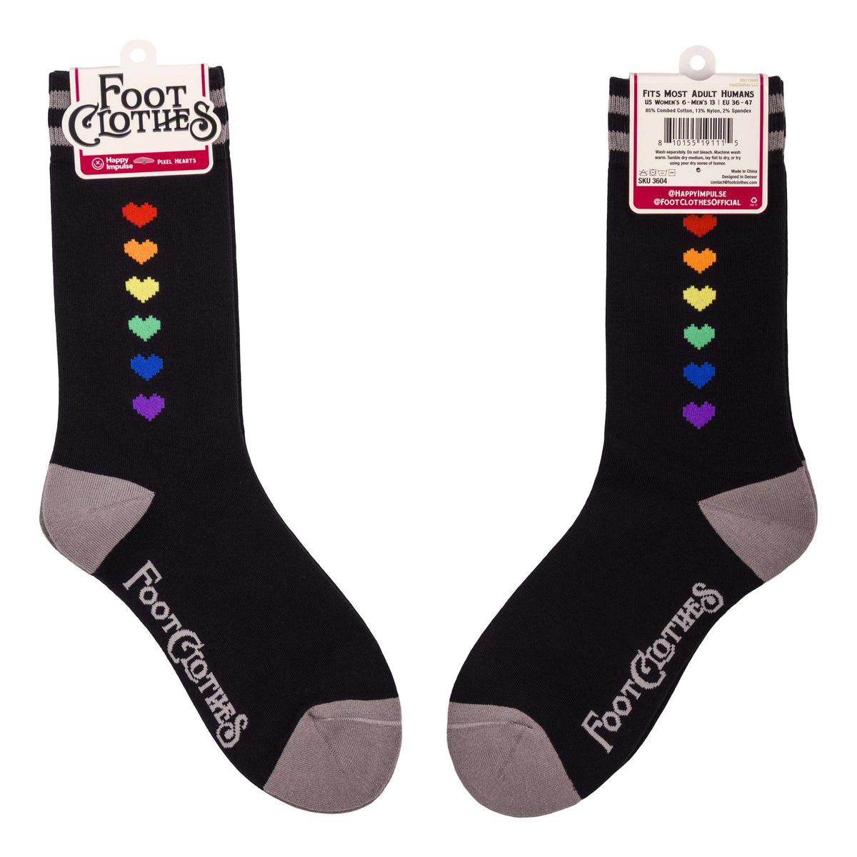 Pride Pixel Hearts Crew Socks - ResirWrecked Costumes
