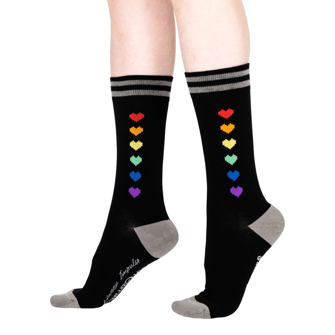 Pride Pixel Hearts Crew Socks - ResirWrecked Costumes