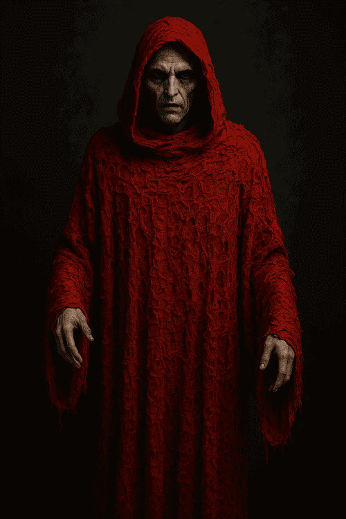 “The Blood Shroud” – Shredded Red Hooded Tunic image 0
