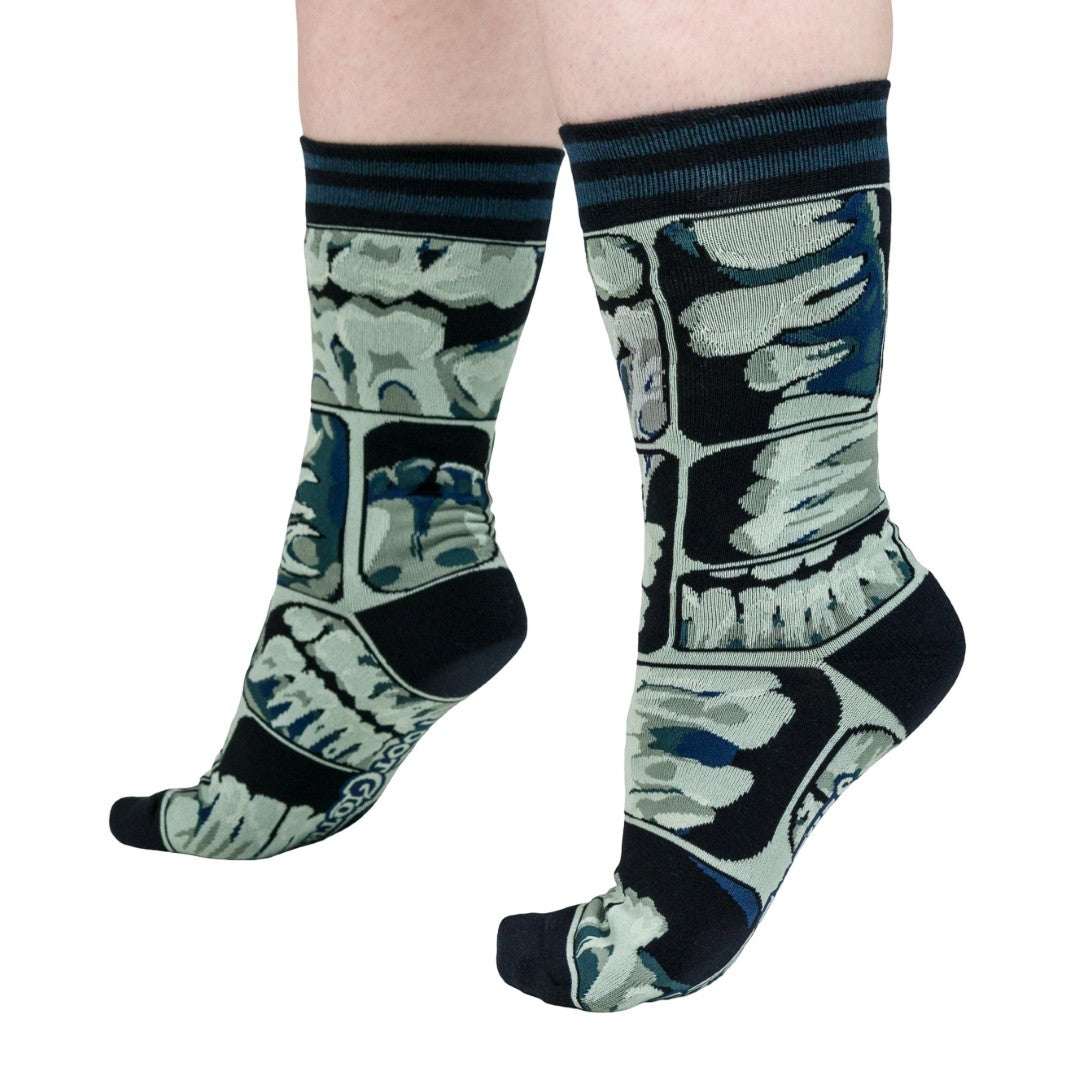 Too Cool for Flossing Teeth X-Ray Crew Socks - ResirWrecked Costumes