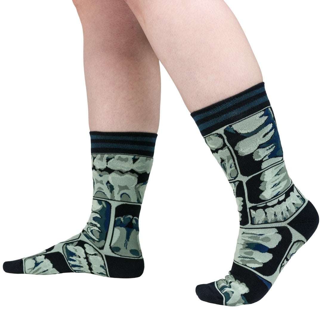 Too Cool for Flossing Teeth X-Ray Crew Socks - ResirWrecked Costumes