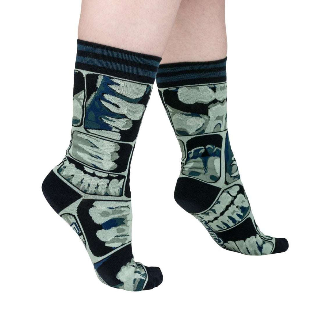 Too Cool for Flossing Teeth X-Ray Crew Socks - ResirWrecked Costumes