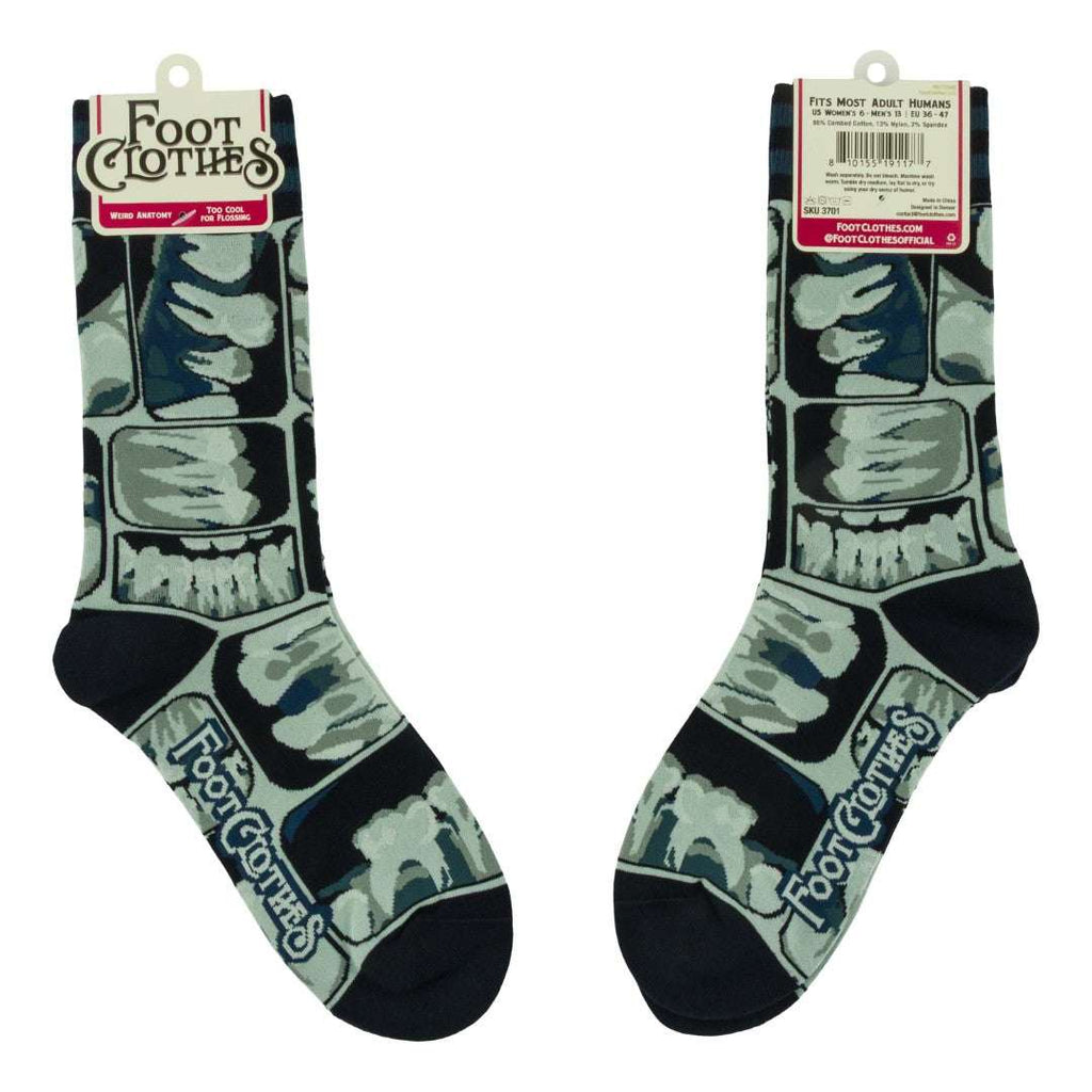 Too Cool for Flossing Teeth X-Ray Crew Socks - ResirWrecked Costumes