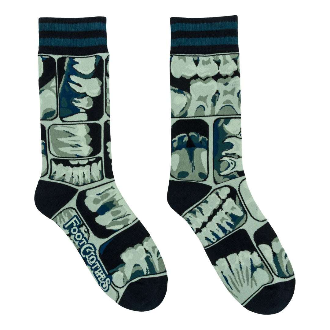 Too Cool for Flossing Teeth X-Ray Crew Socks - ResirWrecked Costumes