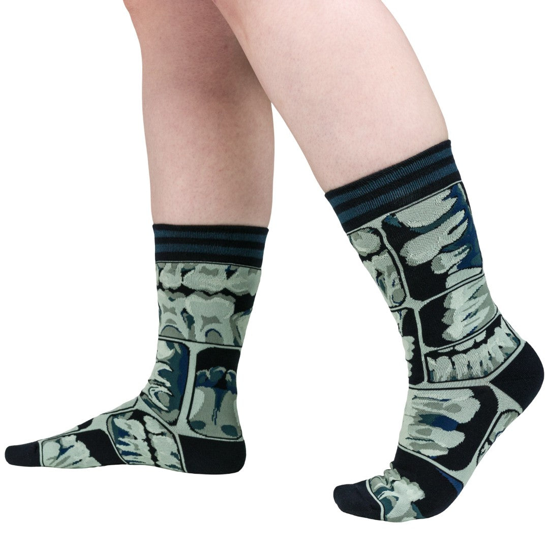 Too Cool for Flossing Teeth X-Ray Crew Socks - ResirWrecked Costumes