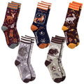 Five-design Forest Familiars crew sock pack.