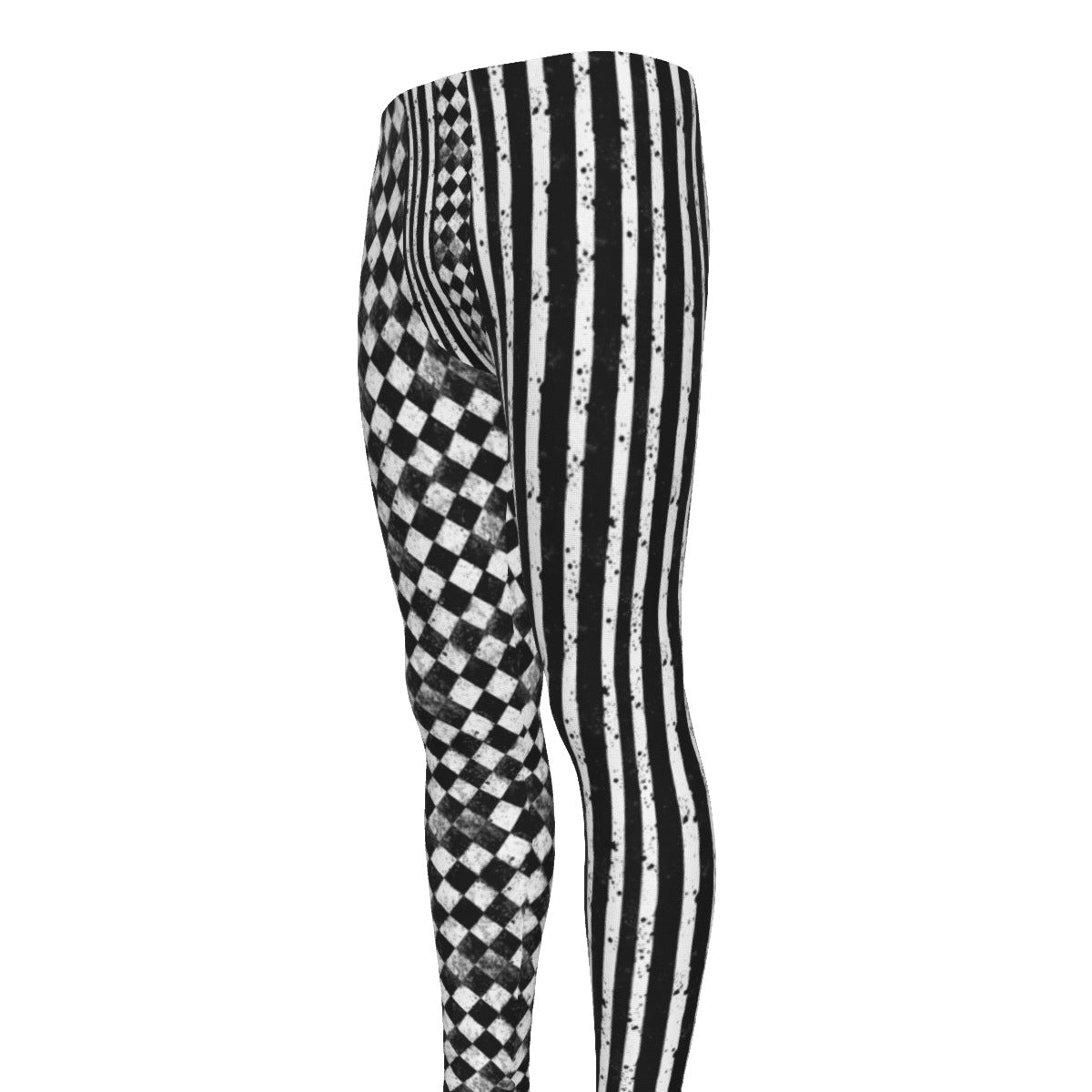 CARNYVL “Dirty Diamonds” Unisex Leggings featuring harlequin diamonds and distressed stripes design.