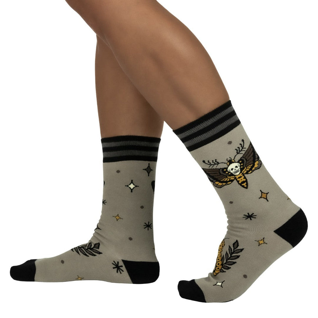Metamorphosis Death's Head Moth Crew Socks - ResirWrecked Costumes