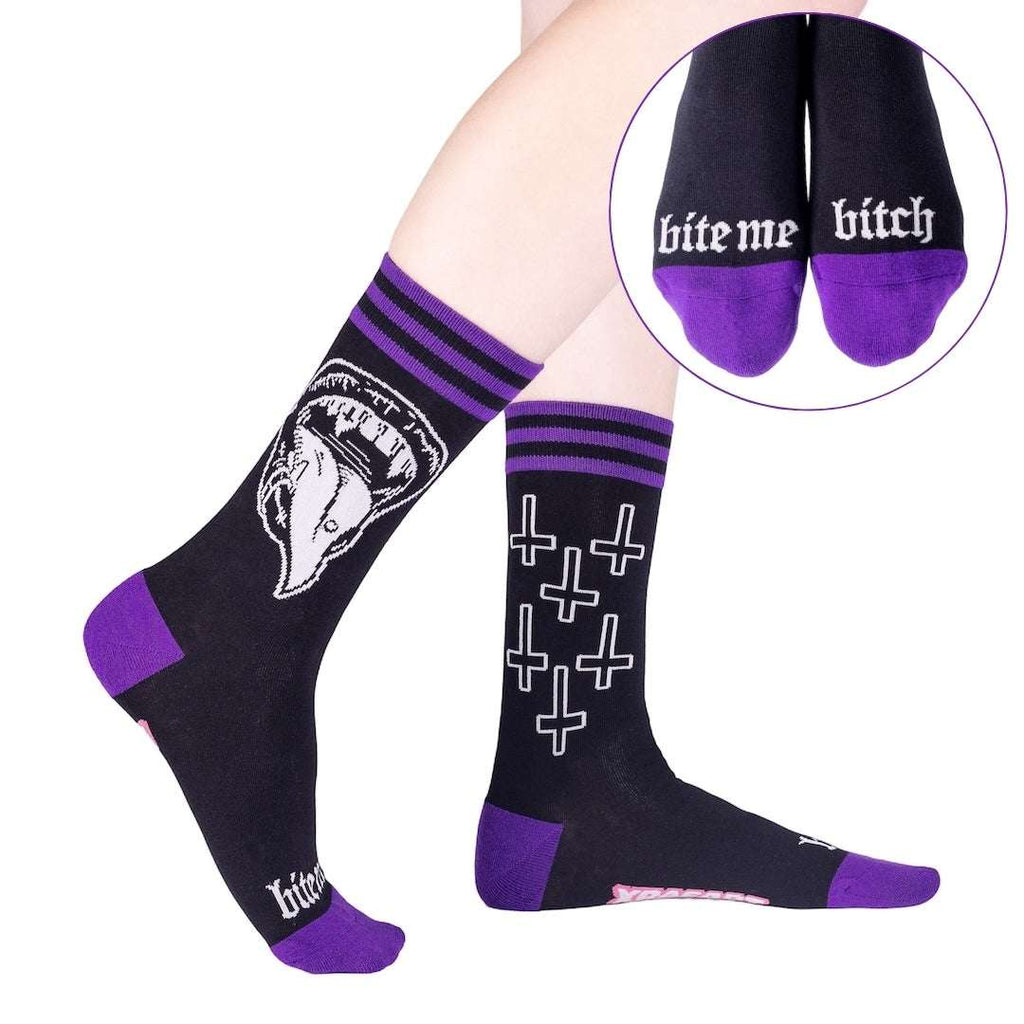 Bite Me Bitch crew socks.
