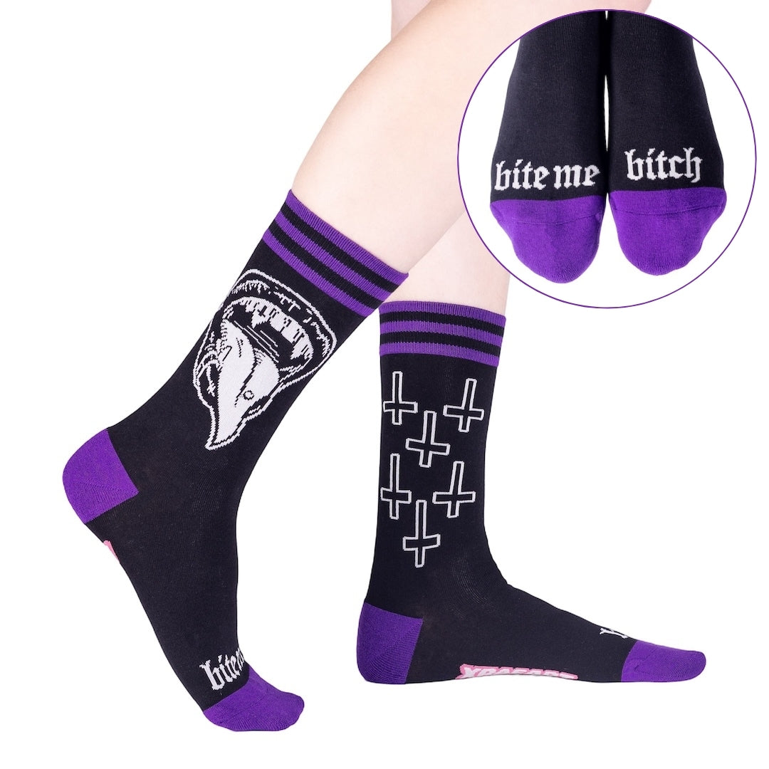 Bite Me Bitch Crew Socks - ResirWrecked Costumes