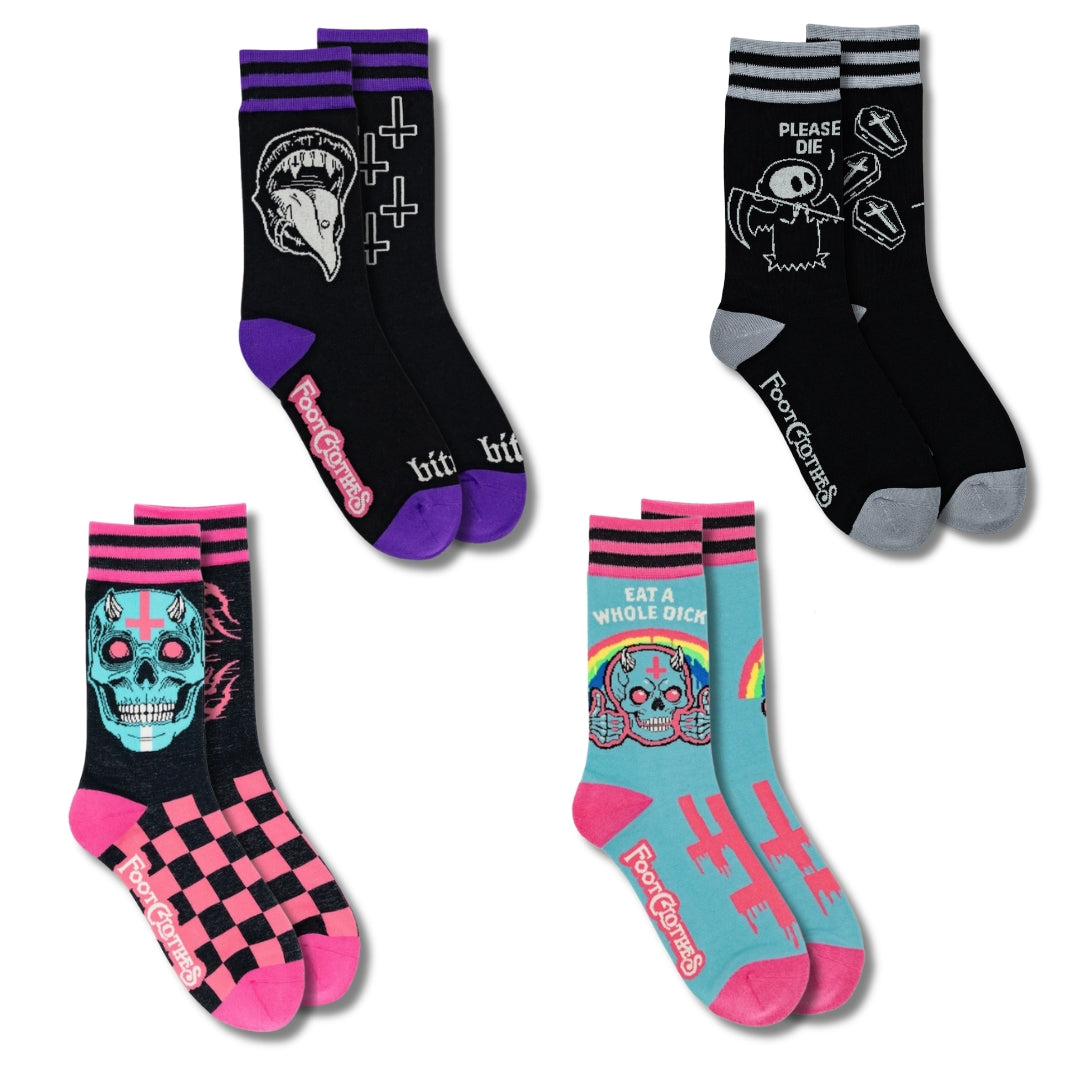 Four-design XRAEART crew sock pack.