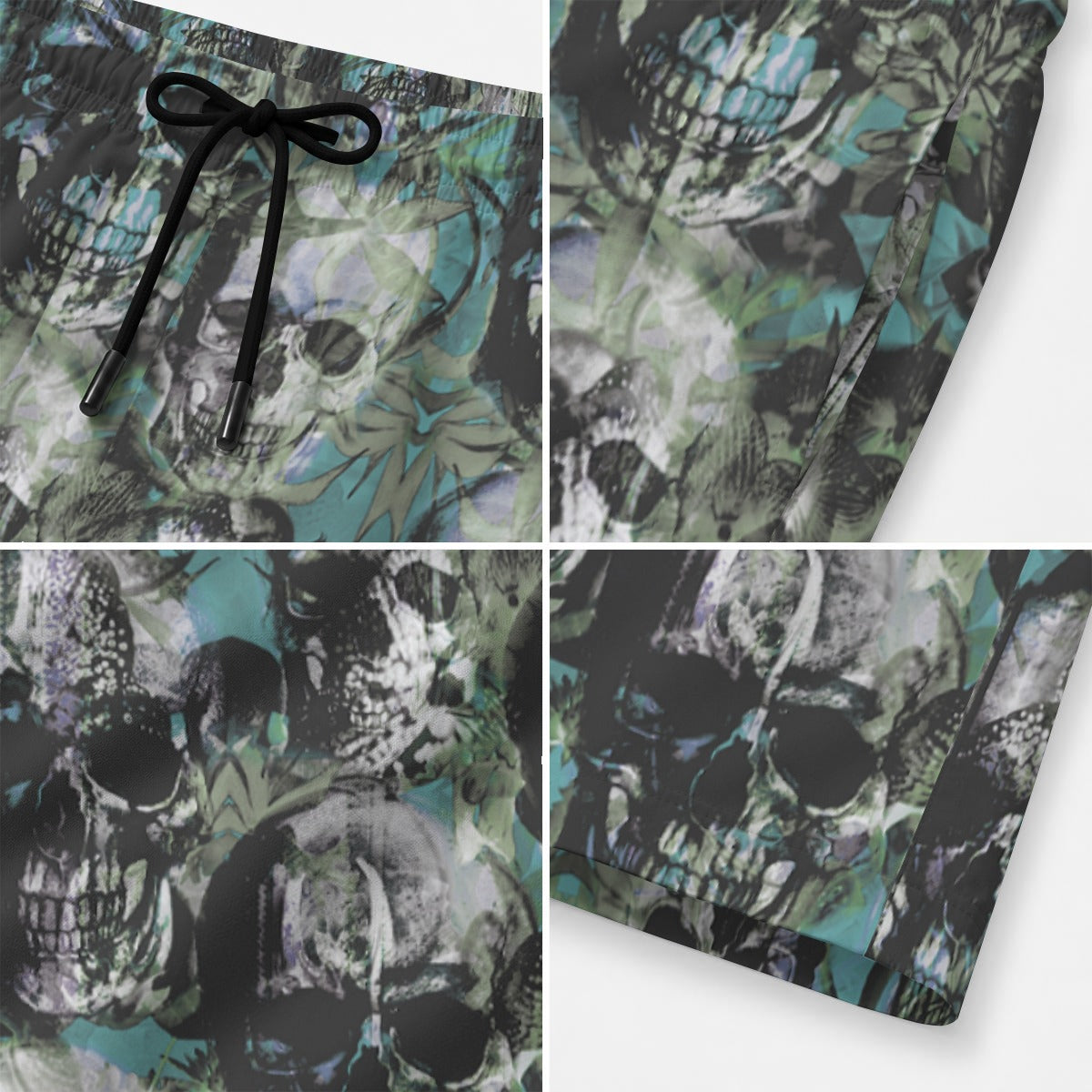 Punk Skulls Print Beach Shorts