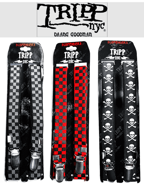 Tripp NYC clip-on stretch suspenders.