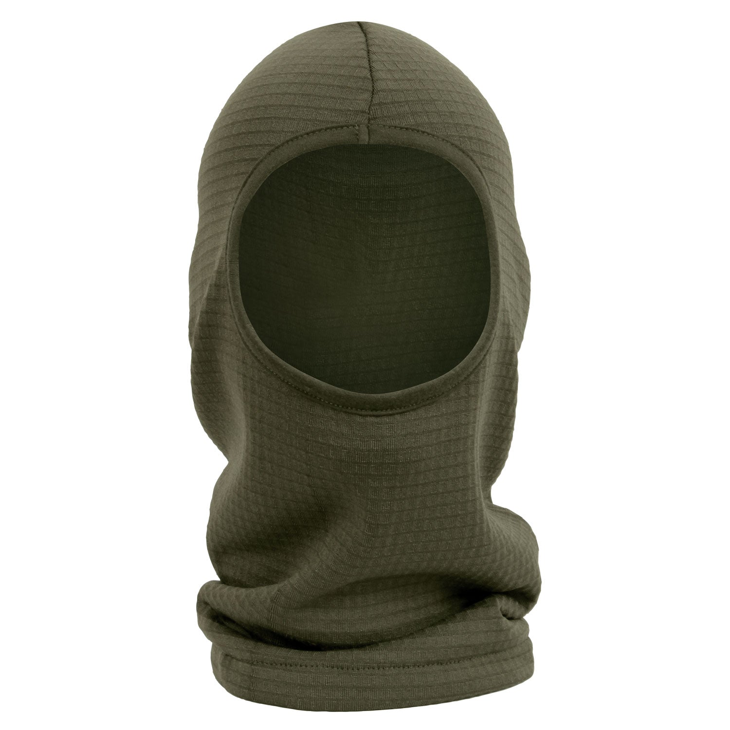 Head Sock Mask Base Lace-Up Balaclava in olive green color, designed for comfort under masks.