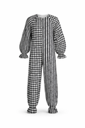 Black-and-white Dirty Diamonds clown jumpsuit.