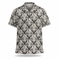 Bat and crescent moon button-up shirt.