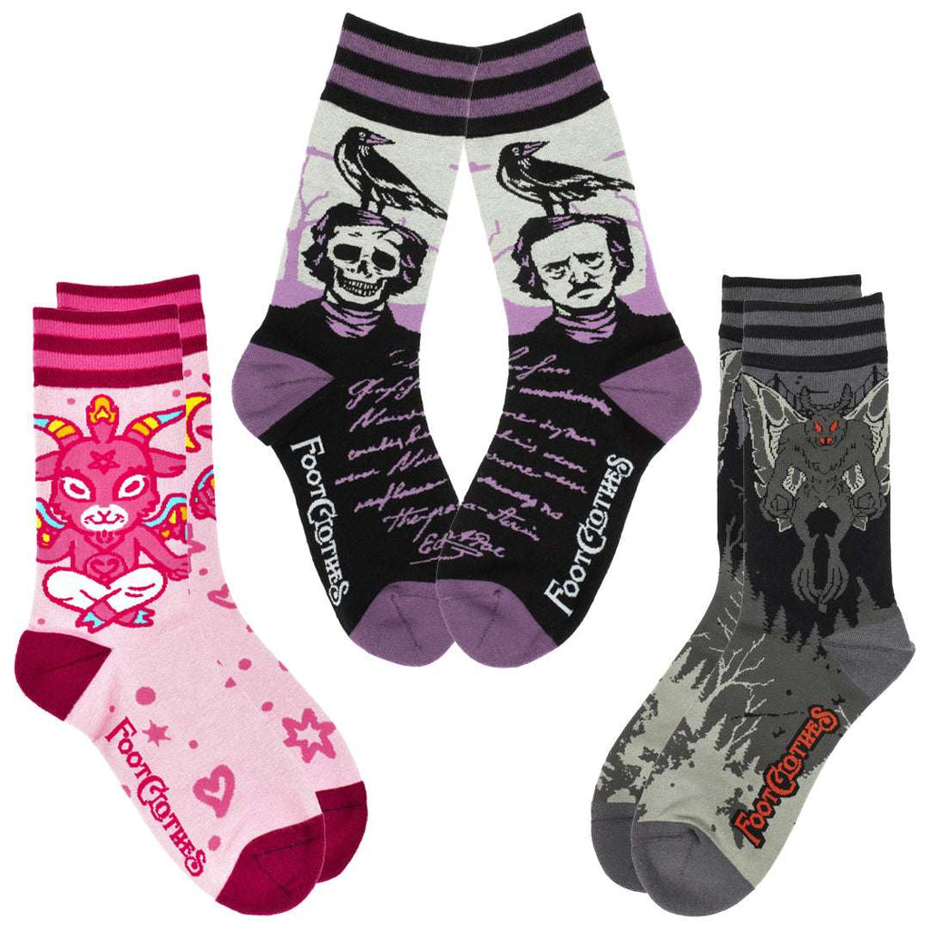 Three-design best-sellers crew sock pack.