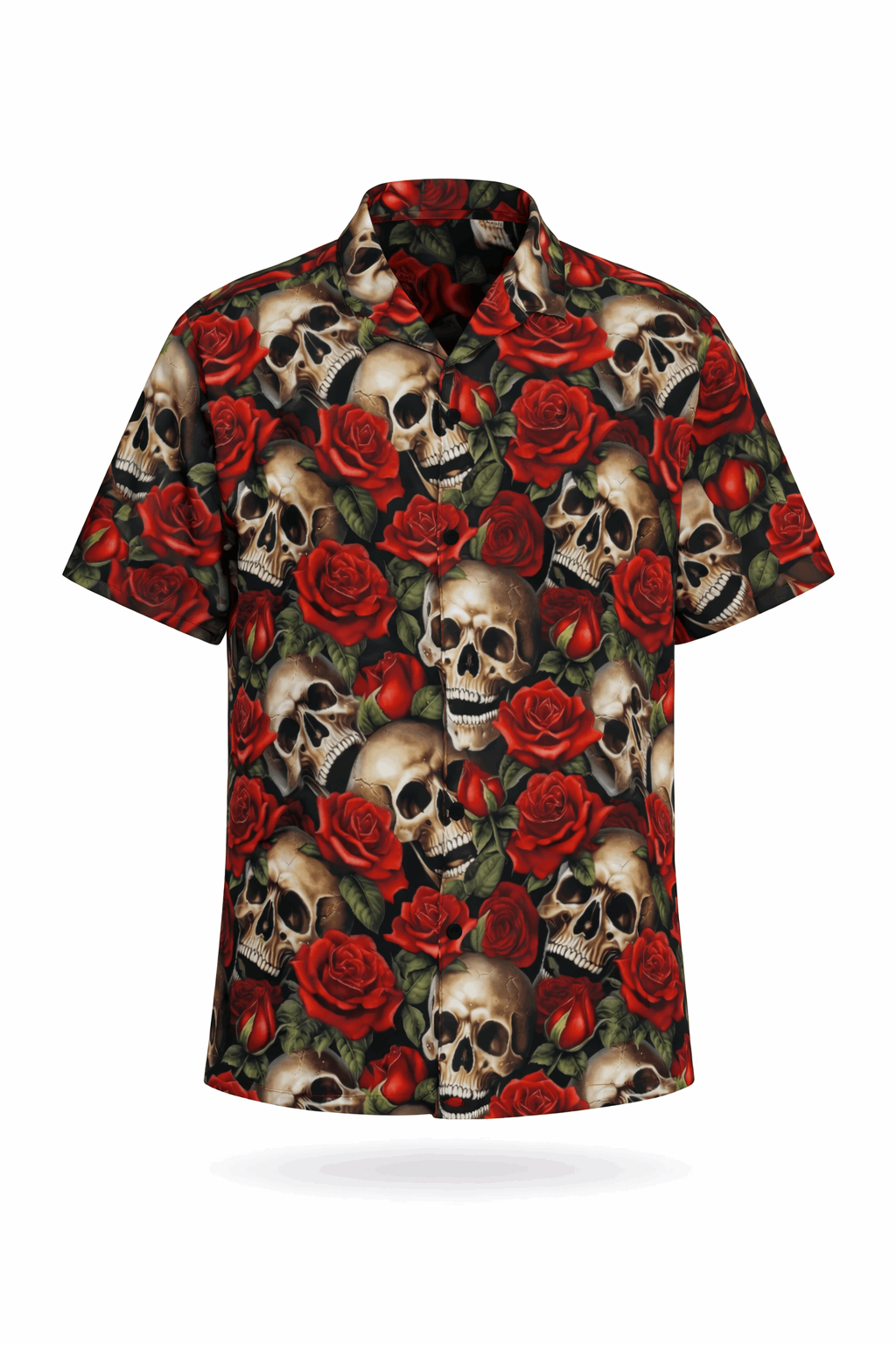 Skulls and Roses button-up shirt.