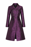 Purple metallic brocade jacket with mock corset lacing.