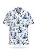 Chinois-eerie button-up shirt with spooky chinoiserie print.
