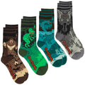 Four-design cryptid crew sock pack.