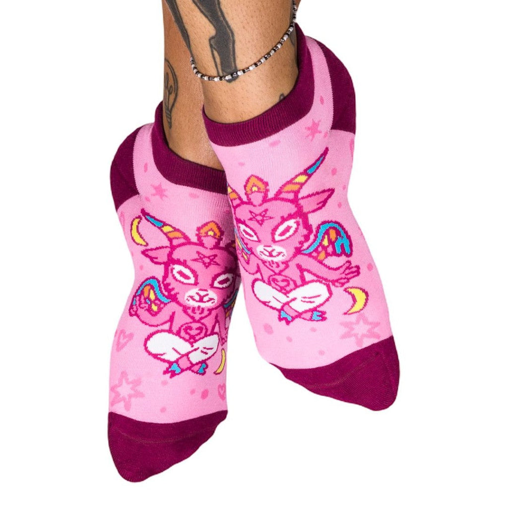 Cute Baphomet ankle socks.