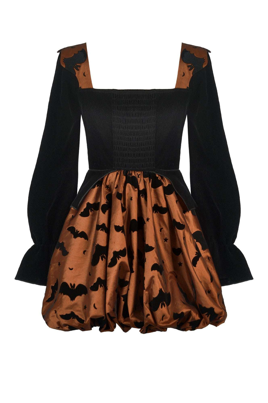 Black & Copper-Orange Bat Mini Dress