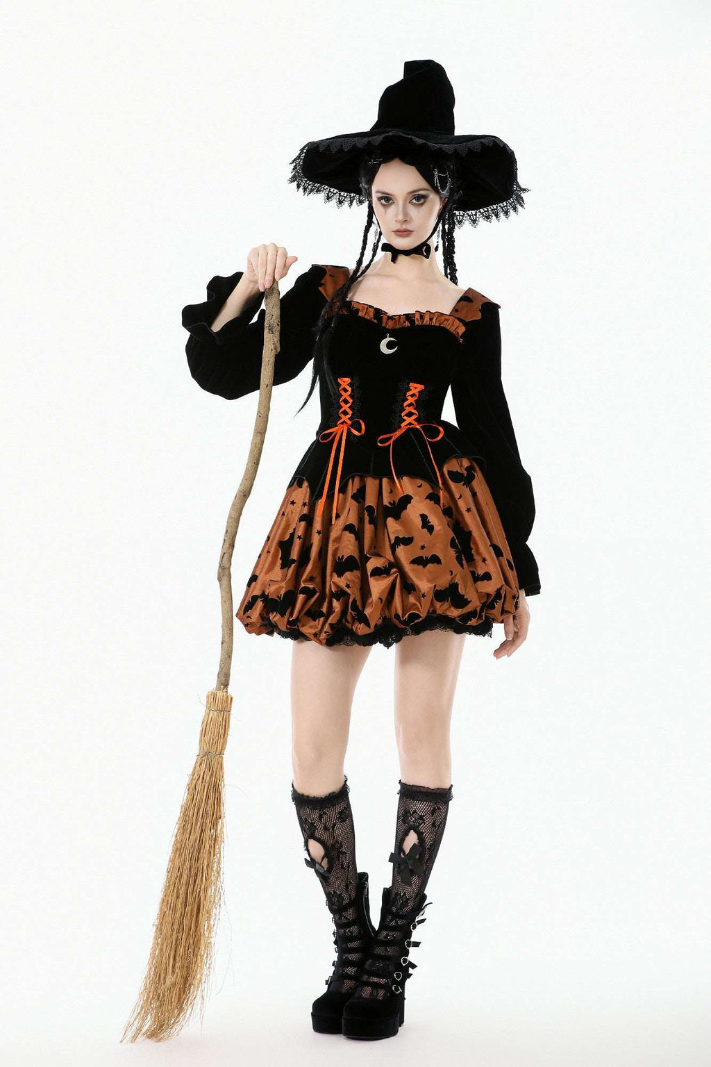 Black & Copper-Orange Bat Mini Dress