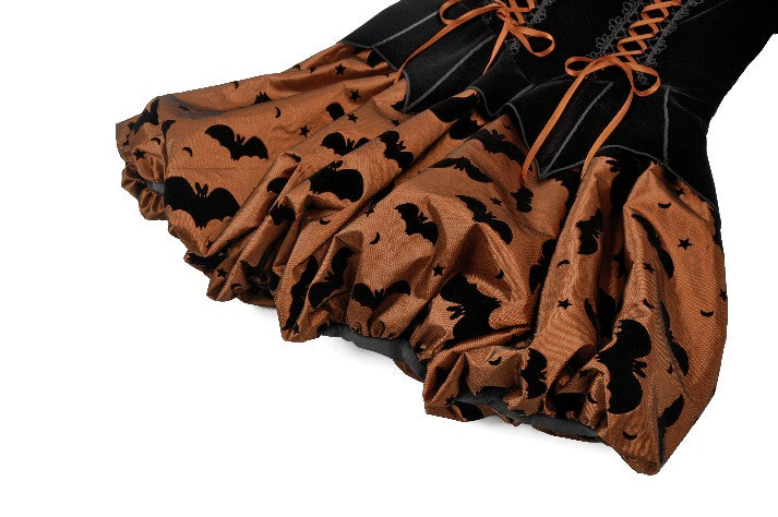 Black & Copper-Orange Bat Mini Dress