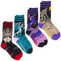 Four-design Evil AF mythical-creature crew sock pack.