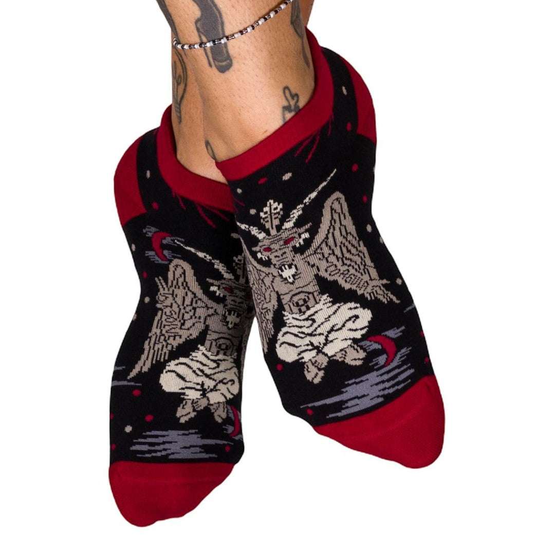 Evil Baphomet ankle socks.