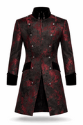 Black pirate coat with red brocade pattern.
