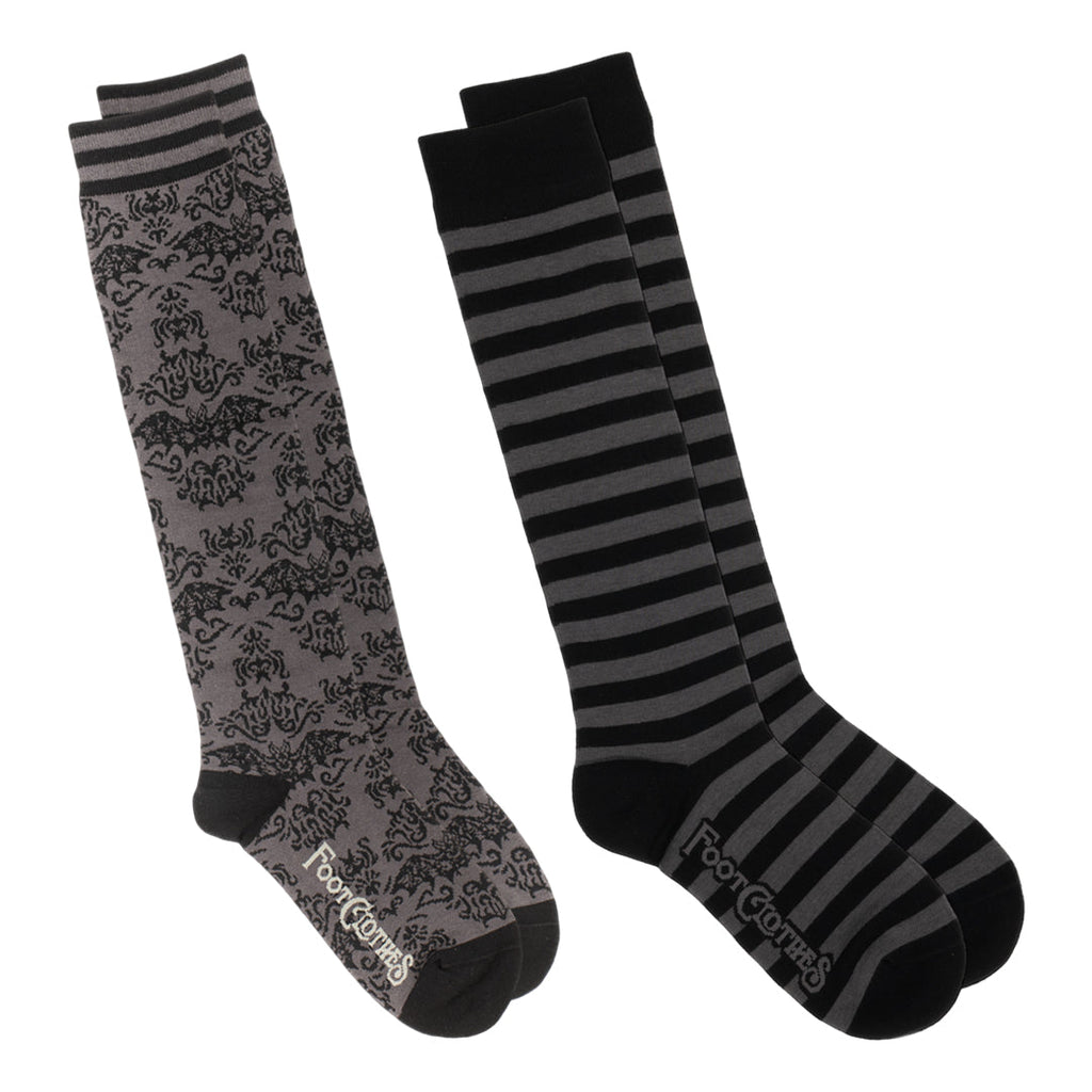 Two-design grey-and-black knee-high sock pack.