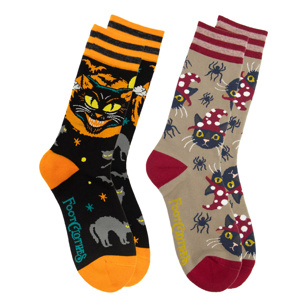 Two-design Halloween Kitties crew sock pack.
