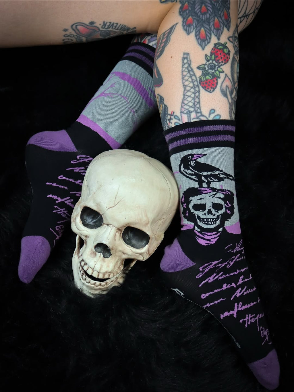 The Raven Poe Crew Socks - ResirWrecked Costumes