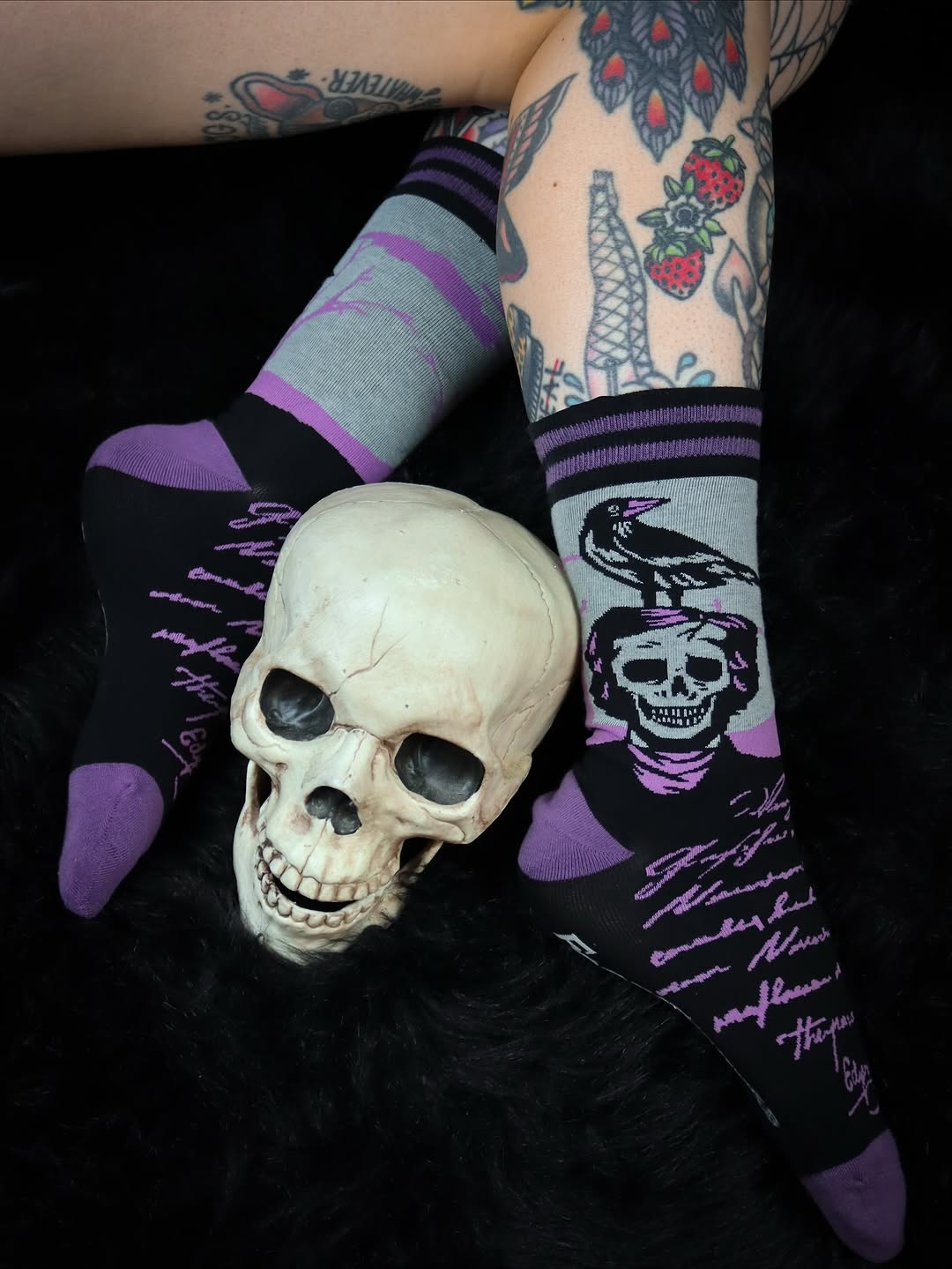 The Raven Poe Crew Socks - ResirWrecked Costumes