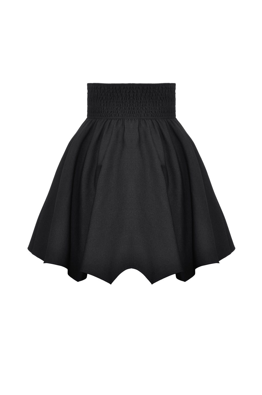 Black High-Waisted Bat-Hem Skirt