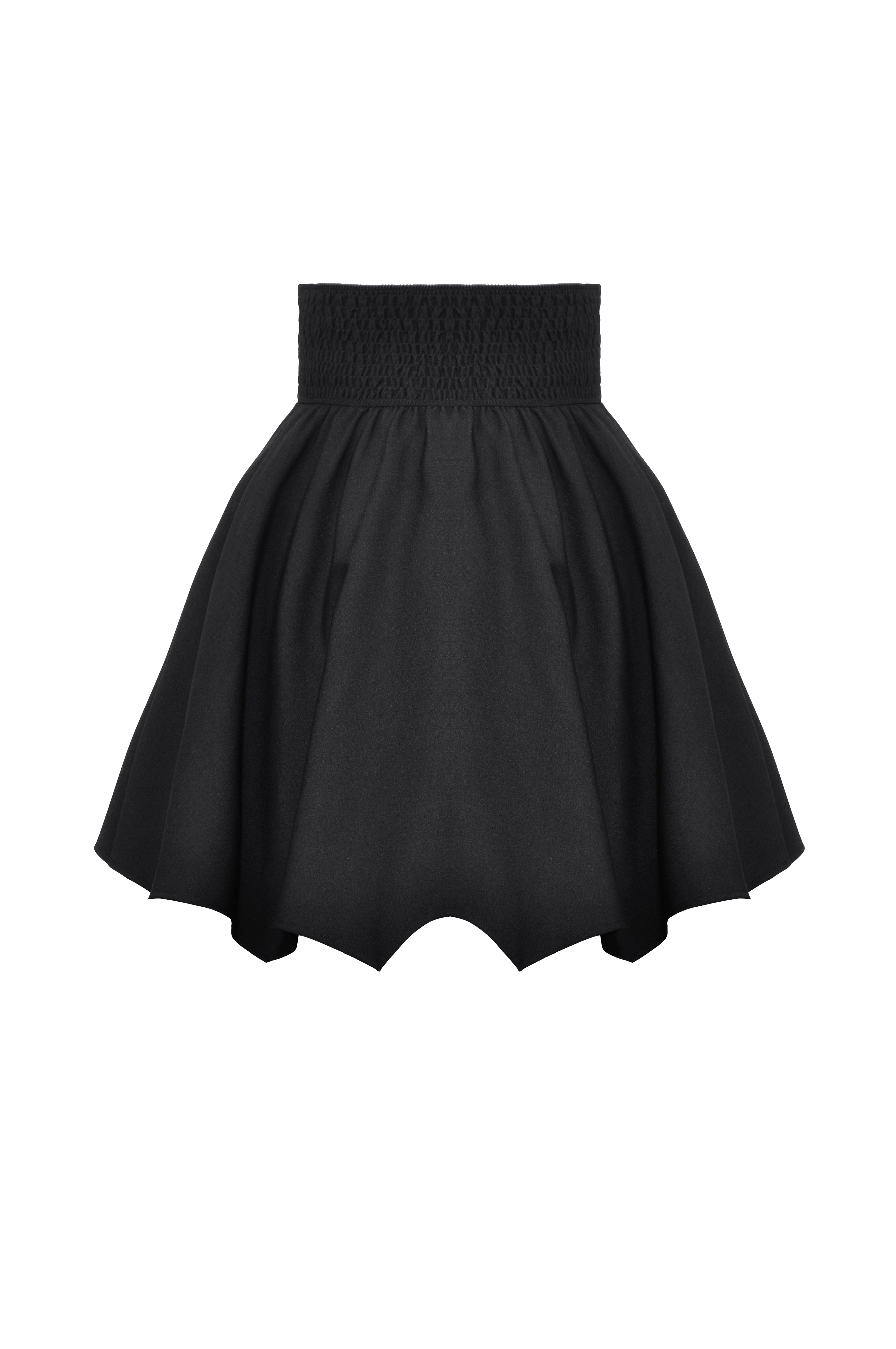 Black High-Waisted Bat-Hem Skirt