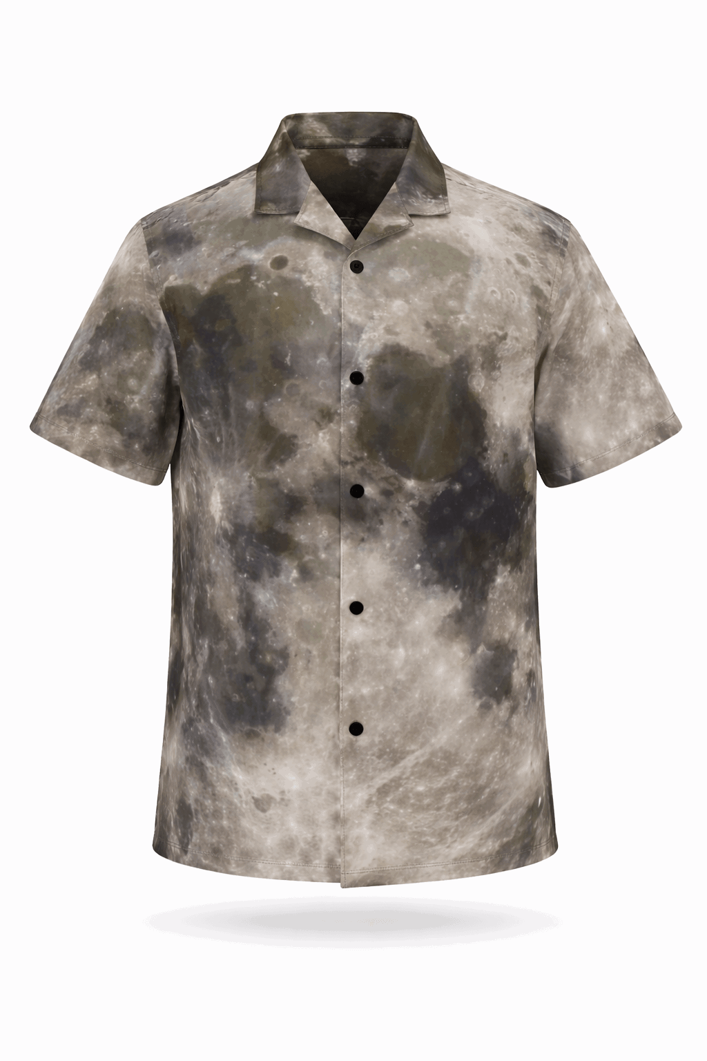 Lunar Surface button-up shirt with moon print.