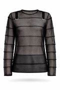 Tripp NYC striped mesh jersey top.