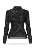 Spiderweb-print mesh long-sleeve top.