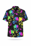 Neon Skulls button-up shirt.
