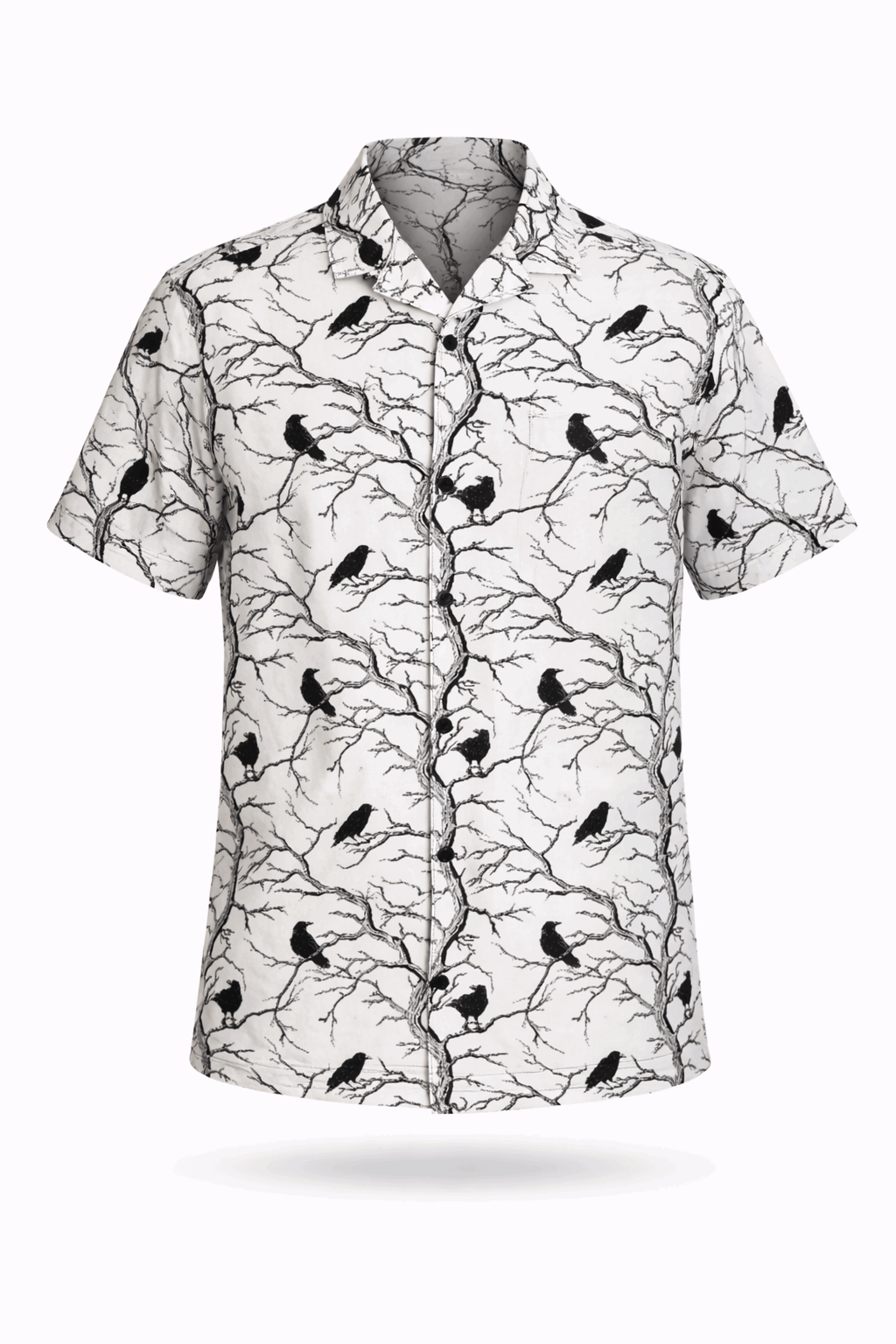 Nevermore Toile raven-print button-up shirt.