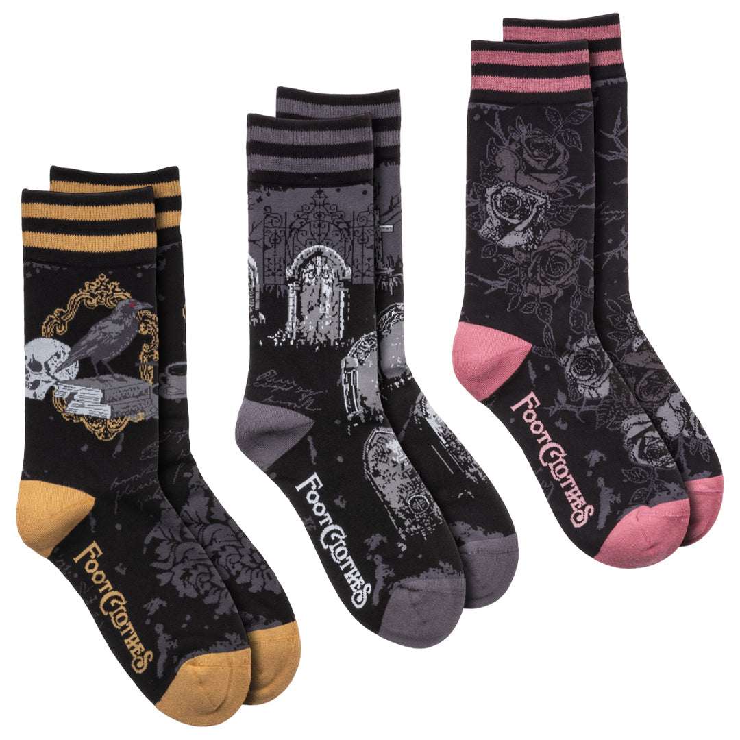 Three-design Nocturnal crew sock pack.